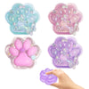 4PCS Cat Paw Squishy Toys Sparkling Powder Taba Squishy Cute Fufu Cat Paw Kawaii Pressure-Relief Toy for Kids & mature-themeds
