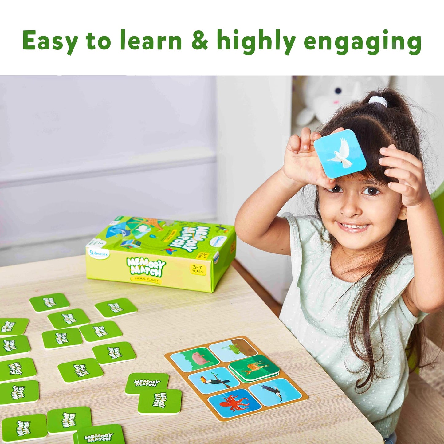 Skillmatics Memory Match Animals Board Game - Fun & Fast for Kids Ages 3-7, Multicolor, Model SKILL257MMAP