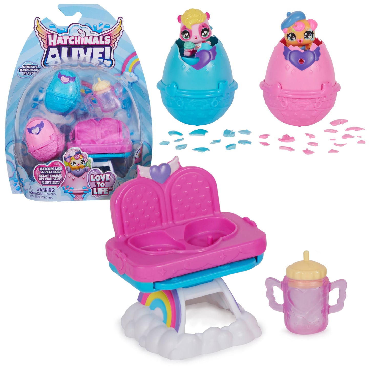 Hatchimals Alive, Hungry Hatchimals Playset With Highchair Toy And 2 Mini Figures In Self-Hatching Eggs, Kids Toys For Girls And Boys Ages 3 And Up