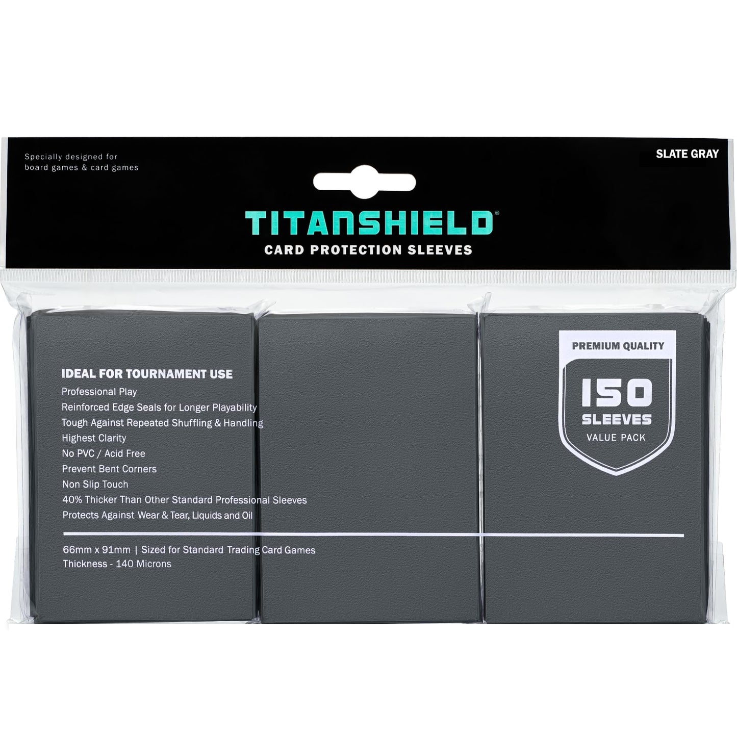 Titanshield Premium Slate Gray 150 Sleeves Standard Size Board Game Trading Card Sleeves Deck Protector For Magic The Gathering