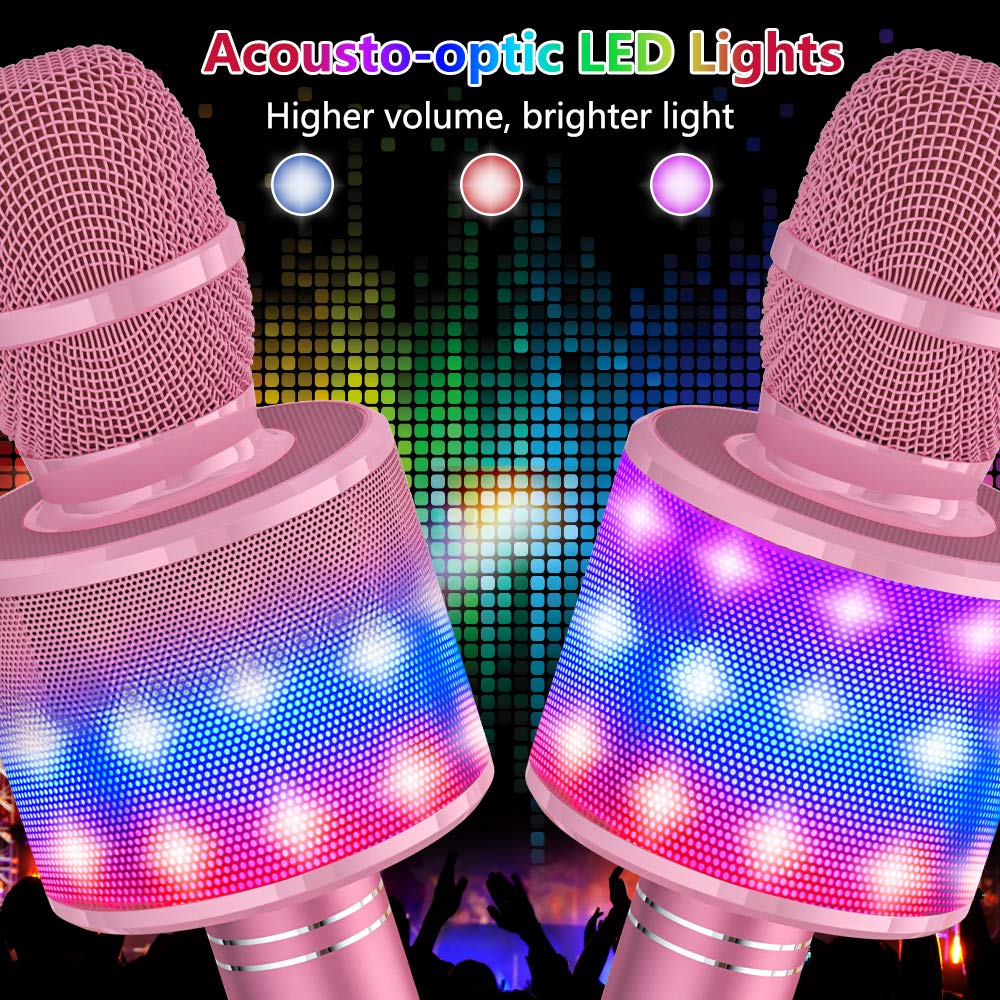 Amazmic Toys For Girls, Kids Karaoke Microphone Toddler Microphone For Kids With Lights, Birthday Gift For Girls, Boys Toy Age 3 4 5 6 7 8 9 10-14+(Pinkcolor)