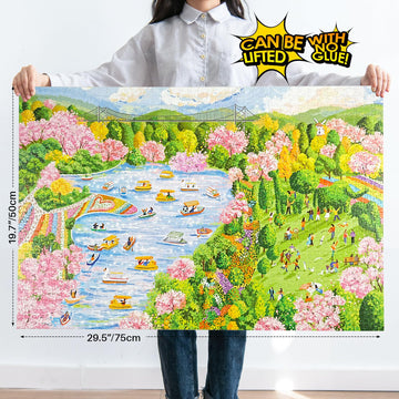 Momibook Puzzles For Adults 1000 Piece Jigsaw Puzzles Of Between Flower Streams, Painting Image Difficult Challenging Hard Impos