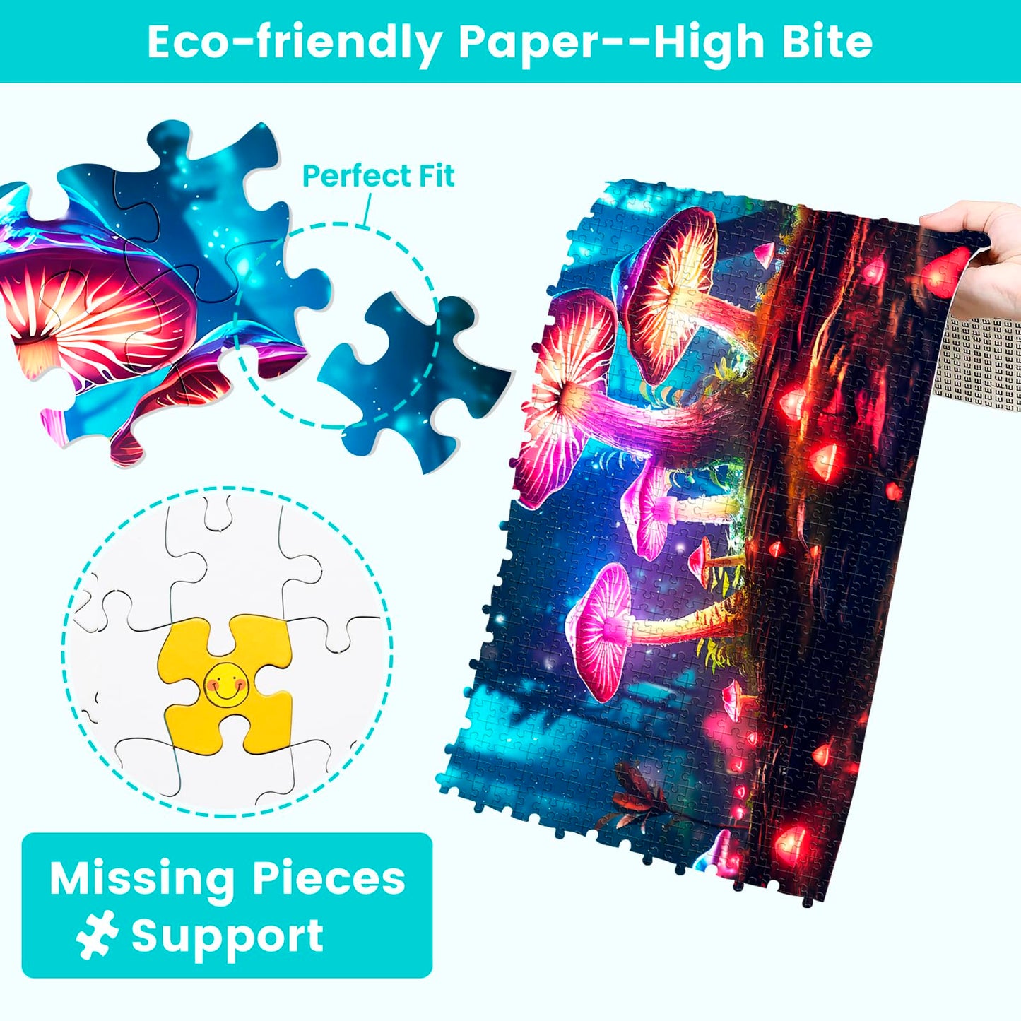 Edsjegn 2 Pack 1000 Piece Puzzle for mature-themeds Jigsaw Puzzles 1000 Pieces 2000 Piece Puzzles for mature-themeds Hummingbird Mushroom Jigsaw Puzzles White Elephant Gifts