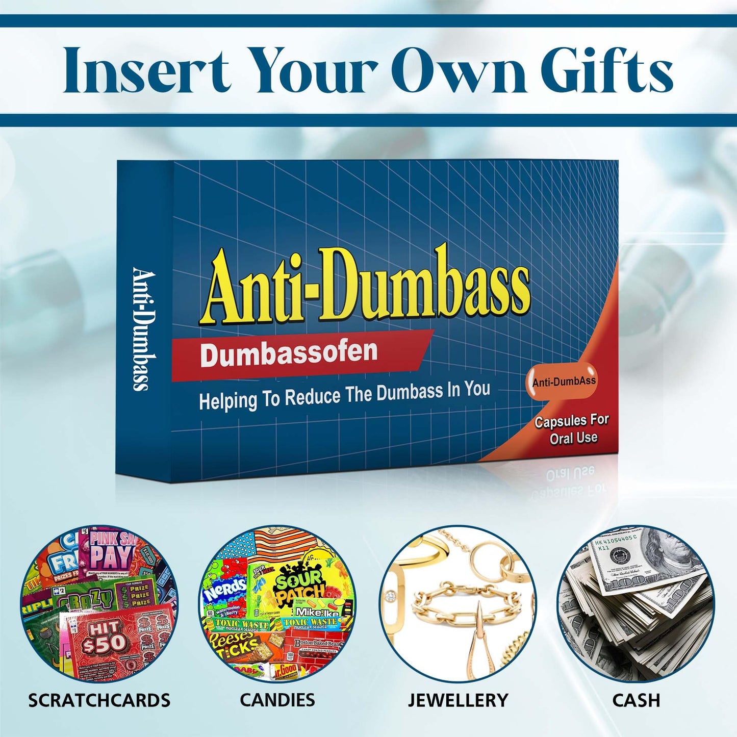 Gag Birthday Goft For Men Funny Joke Pill Box Prank Dumbass Joke Funny Gifts For Him Rude Gifts For Women Graduation Birthday An