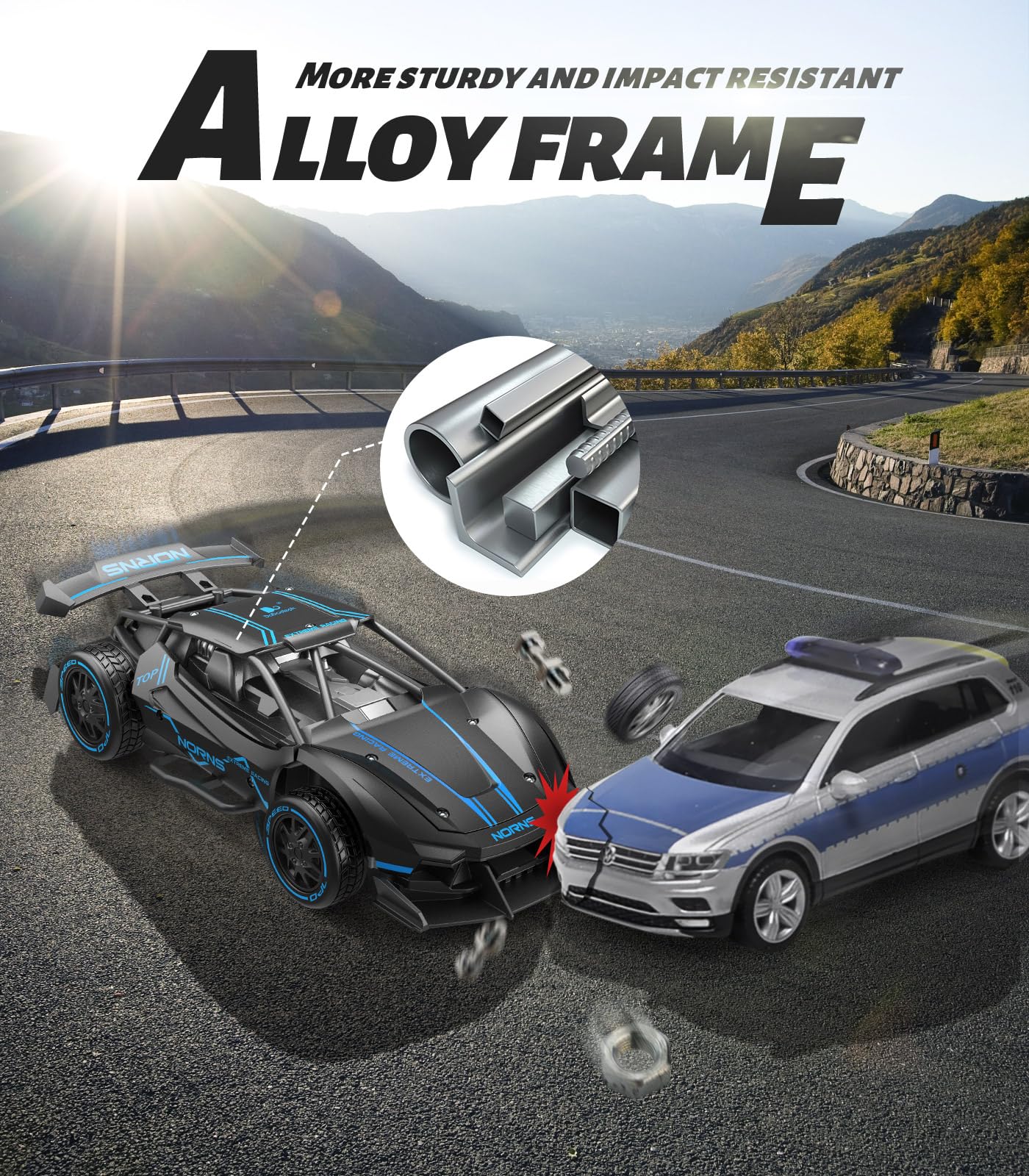 Dodoeleph Remote Control Car For Boys Girls, Hobby Rc Cars Rc Crawler 2.4Ghz Alloy Metal Frame Fast Vehicle 15Km/H Racing Toy Ca