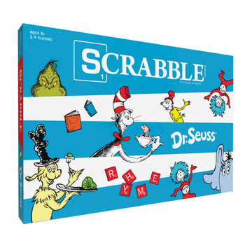 Scrabble Dr. Seuss Board Game | Official Scrabble Game With A Rhyming Twist | Custom Dr. Seuss Cards And Themed Scrabble Board | Bonus Points | Play Traditional Rules Plus New Features