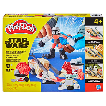 Play-Doh Star Wars: The Mandalorian Launching Speeder Playset, Bendy Grogu & 4 Inch Mando Action Figures, Imagination Toys for 4