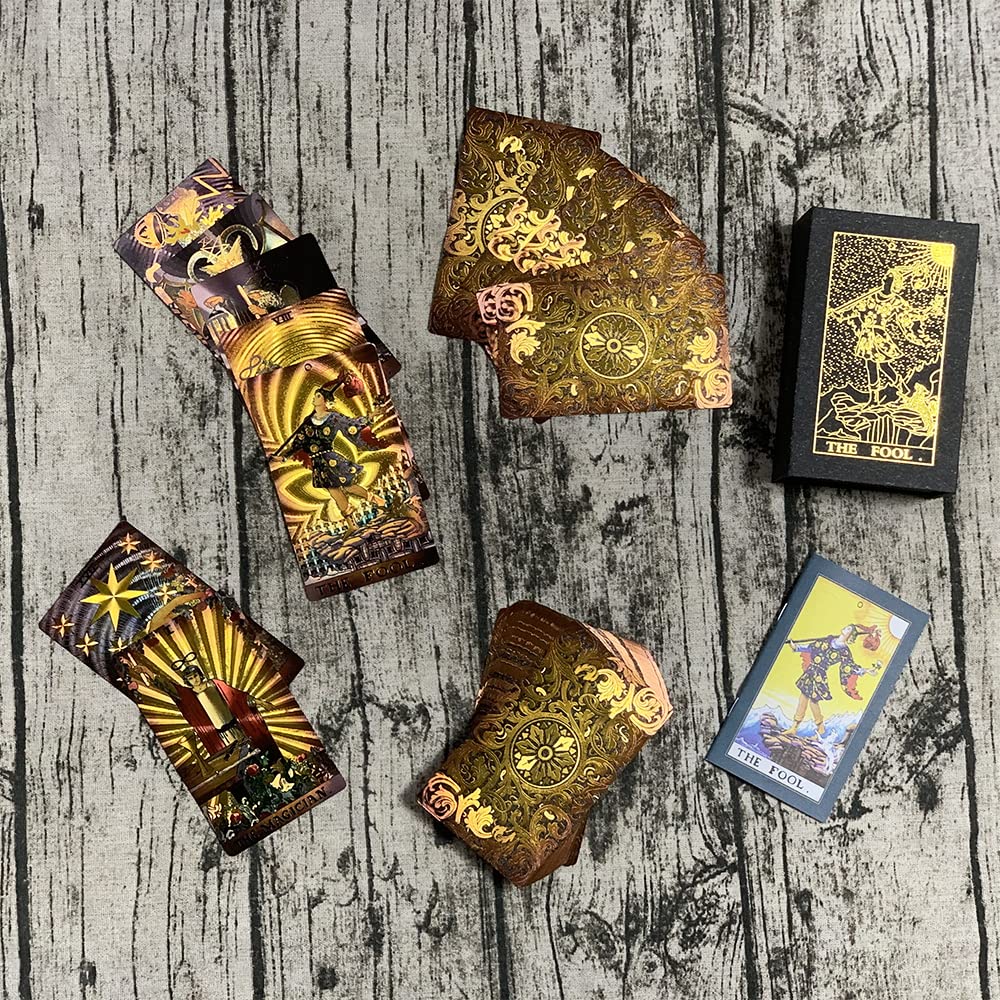Sunhhx Tarot Cards, 78 Tarot Cards Deck Pvc Waterproof Wrinkle Resistant Gold Foil Classic Tarot Cards With English Instructions Book, Tarot Cards For Beginners