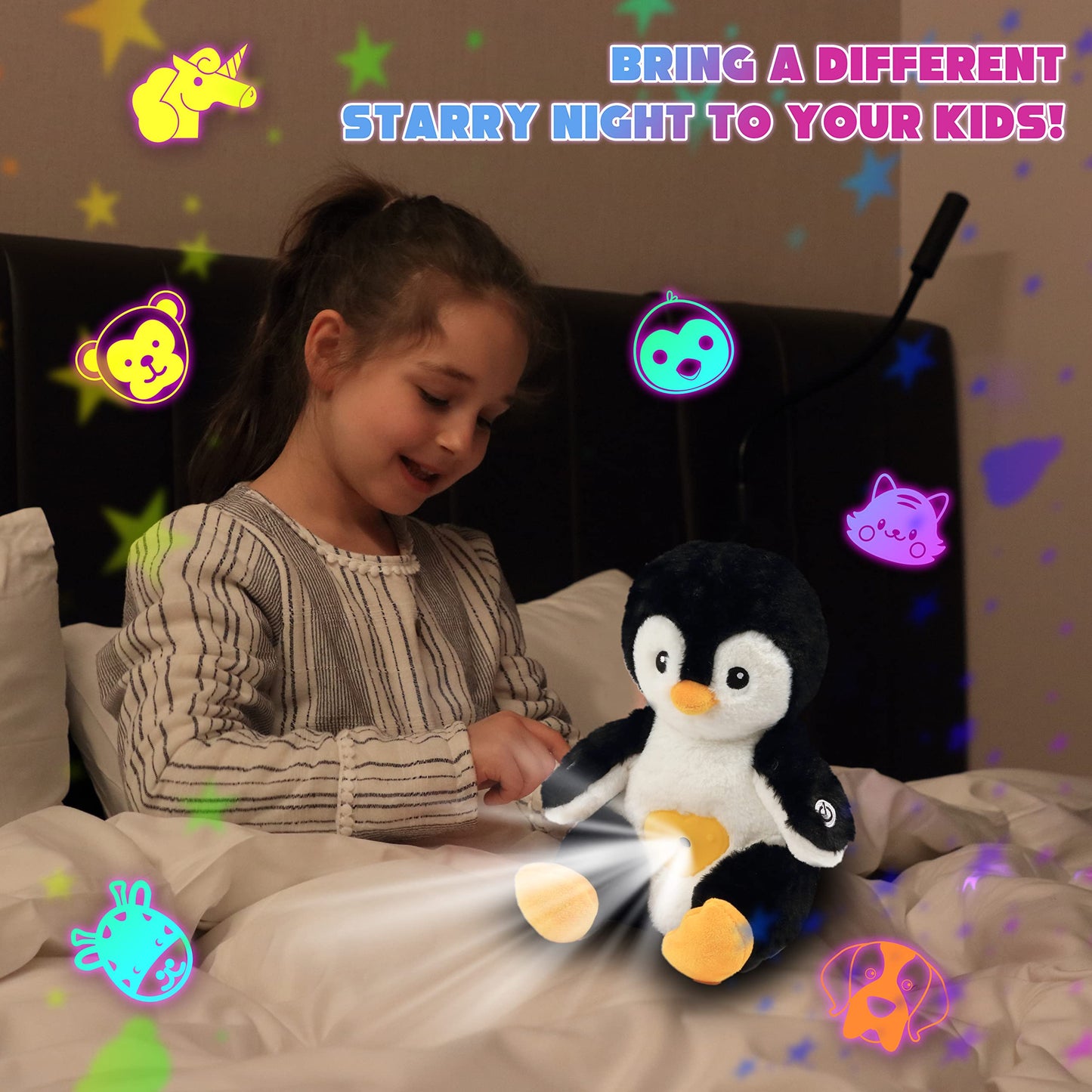 Cuteoy Musical Penguin Plush Star Projector Night Light Stuffed Animals Singing Soother Toys For Kids Lullabies Sounds Sleep Aid Gifts On Birthday Christmas, 11''…