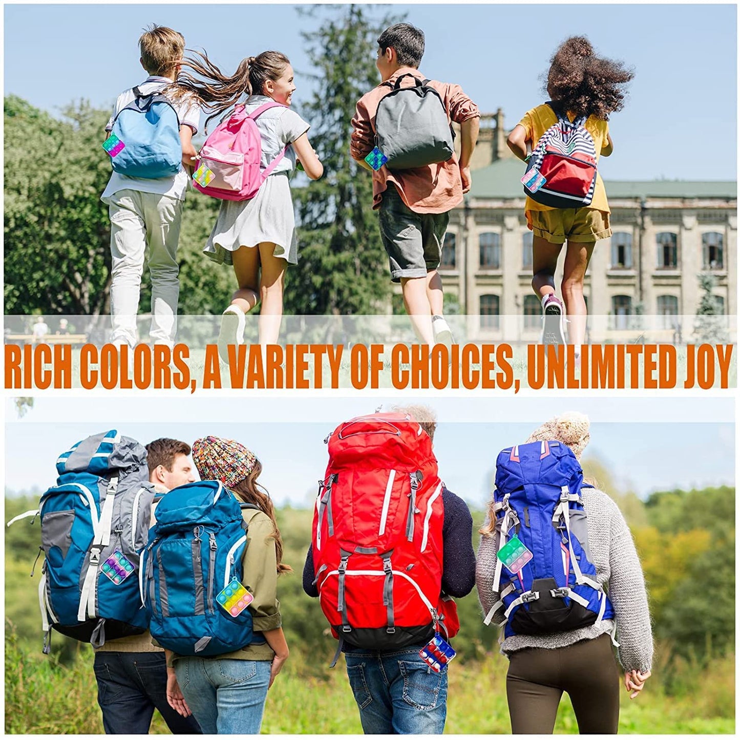 100Pcs Random Color Mini Pop Keychain Fidget Toy Push Bubble Pop Silicone Squeeze Sensory Toys Make Fun for Kids Anxiety Stress Reliever for mature-themeds