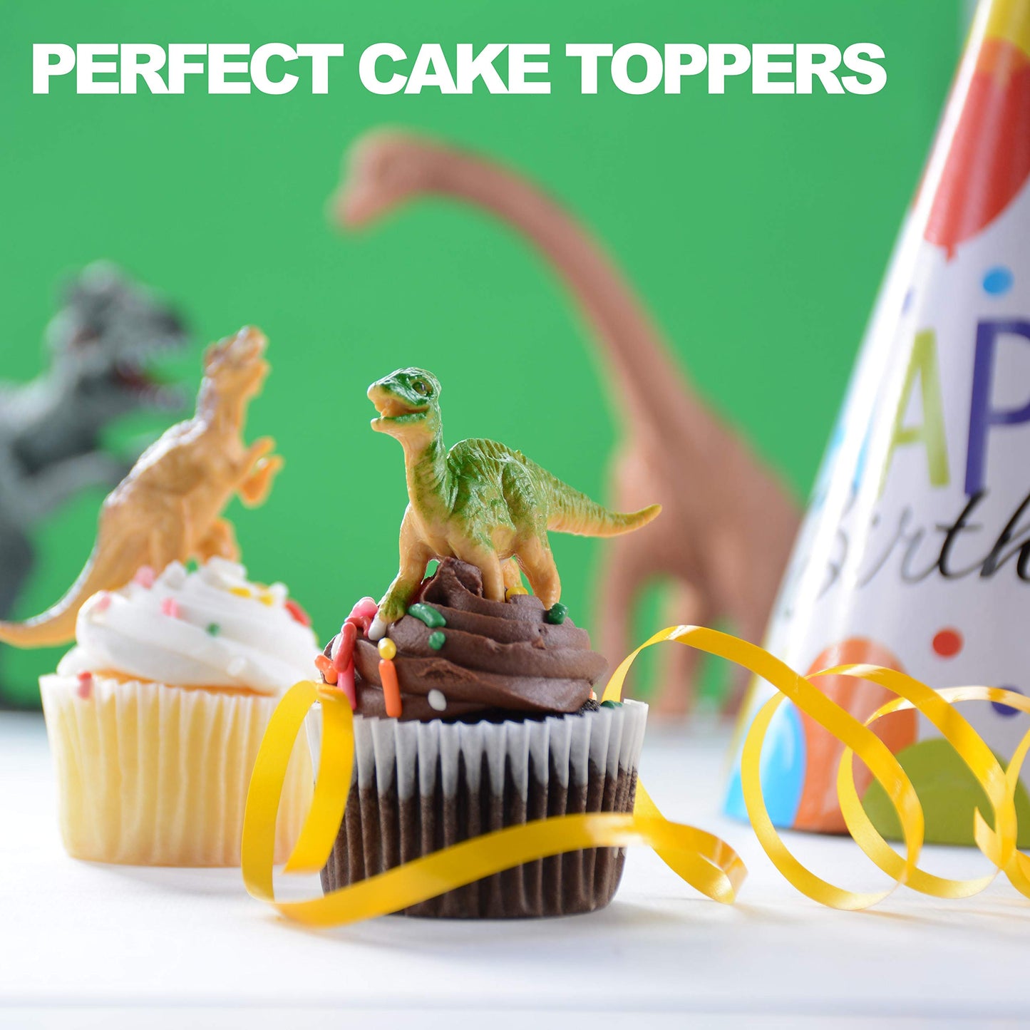 PREXTEX Mini Dinosaur Figures Toys Box (12 Count) | Best for Party Favors Easter Eggs Filler Plastic Small Cupcake/Cake Toppers