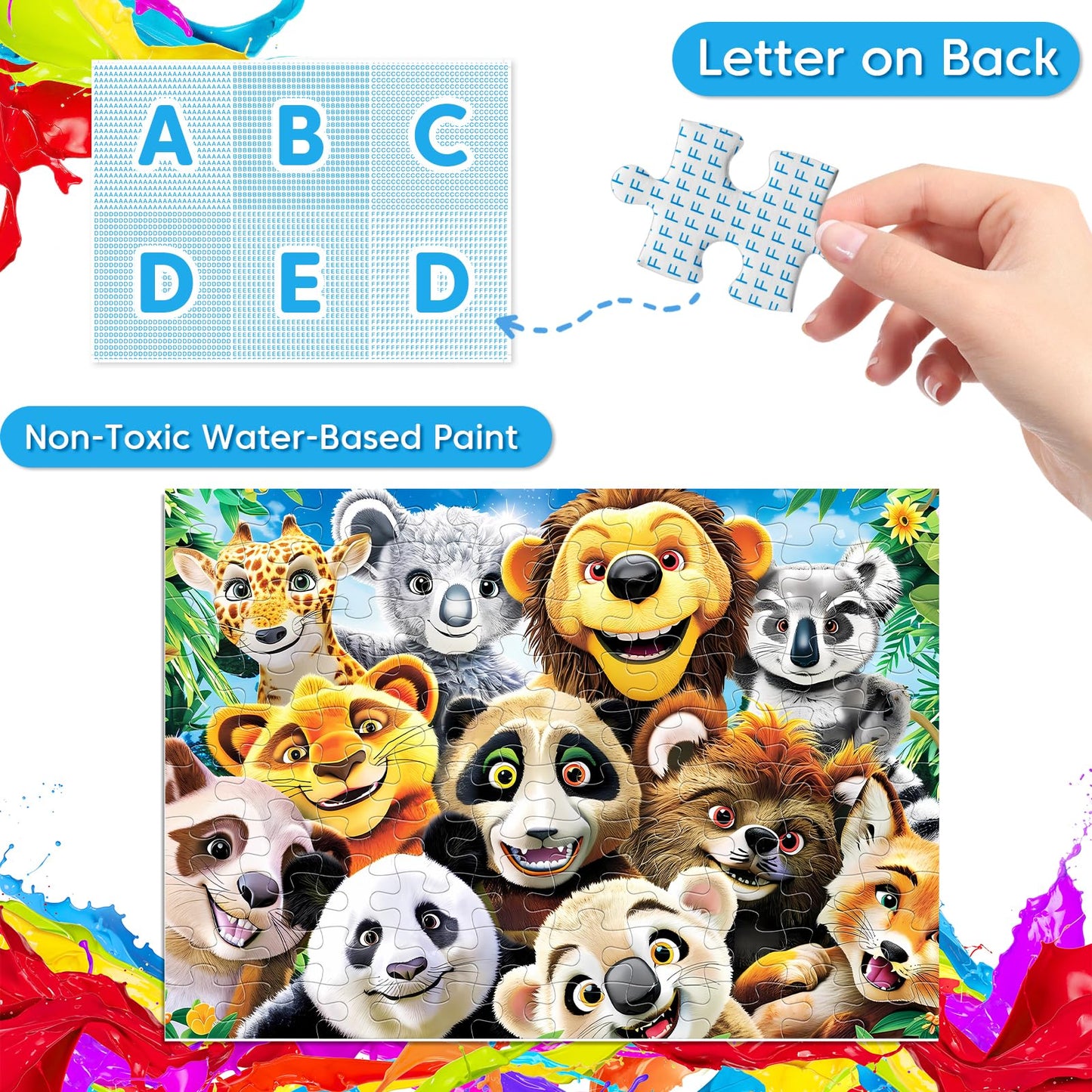 Jeacirio 4 Pack 100 Piece Puzzles For Kids Ages 4-6 - Jigsaw Puzzles For Kids Ages 6-8 8-10 100 Piece Jigsaw Puzzle For Adults T