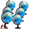 Henoyso 6 Pcs 4.6'' World Globe for Kids Learning Mini Desk Classroom Decorative Earth Globes with Black Stand Educational Rotat