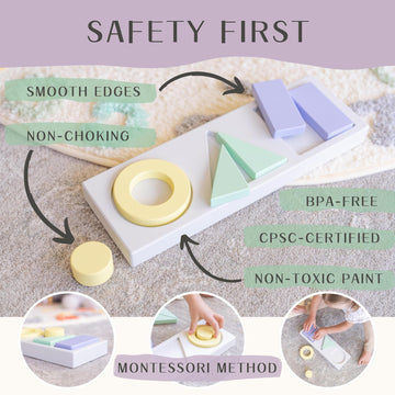 2 In 1 Pre School Montessori Wooden Color/Shape Sorter Toy Puzzle For 1+ Year Old Kids, Cpsc Certified Object Permanence Toys Fo