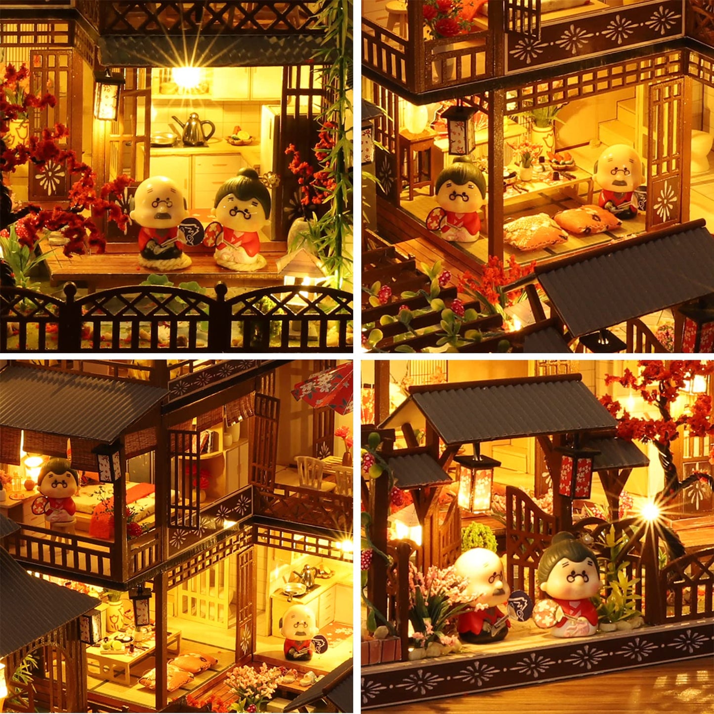 Spilay 6pcs Miniature People Dolls Figures,Cute Japanese Old Grandparents and Lovers Play Figurines for 1:24 DIY Dollhouse Decor