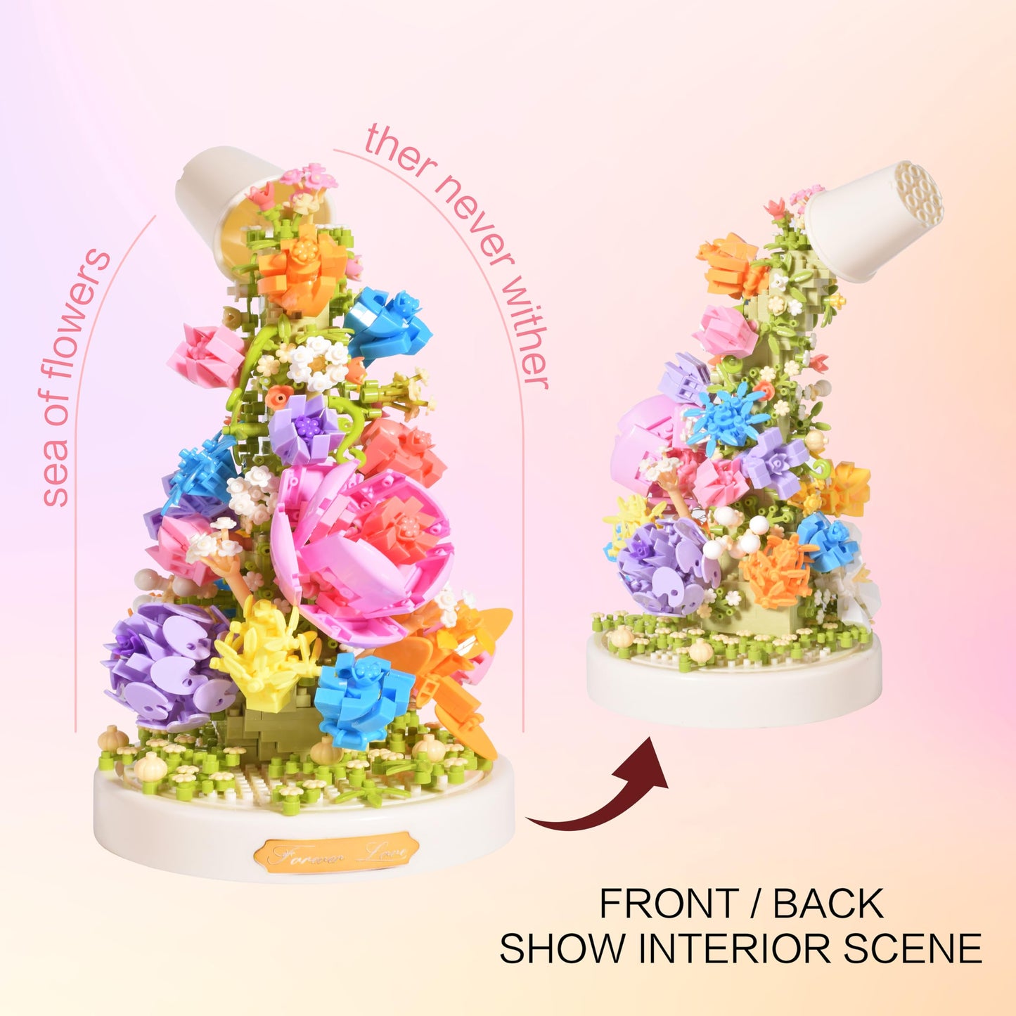 LUKHANG Sea of Flowers That Never Wither Building Block Set Micro Blocks Building Toys Building Blocks mature-themeds Sets for mature-themed is Suitable As A Gift for Children Family Lovers Friends