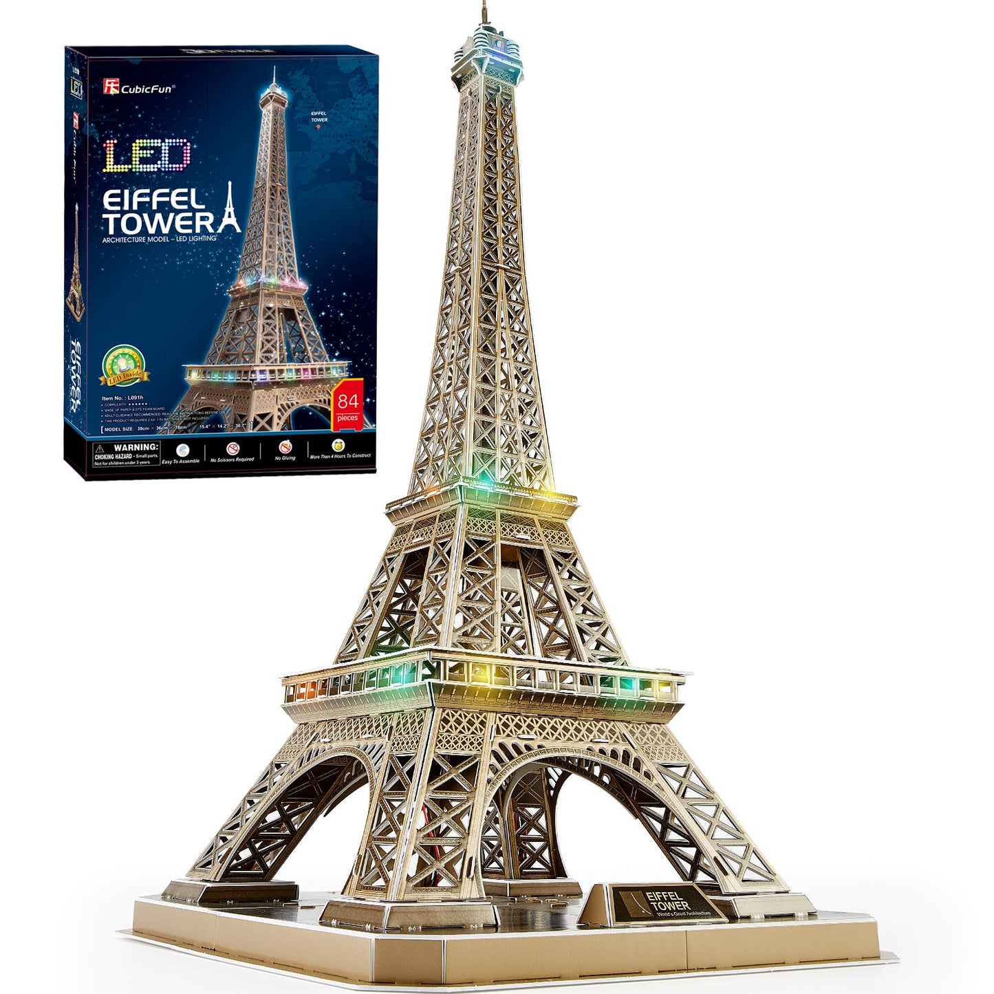 Cubicfun 3D Puzzles Led Dubai Burj Khalifa 57.5'' H Architecture Building Model Kits For Adults, Souvenir Decoration And Birthda