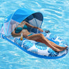 COOLCOOLDEE Inflatable Pool Lounge Float with Canopy, UPF50+, Extra Large, Blue, Model CCD04, Heavy Duty with Cup Holder & Backrest