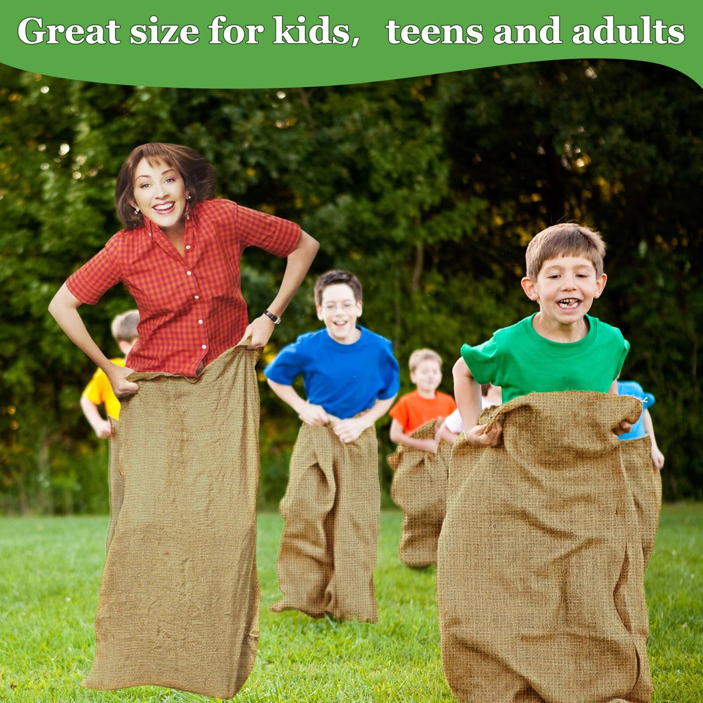Cwlakon 6 Pack Large Burlap Potato Sack Race Bags For Kids Adults, Field Day Family Reunion 4Th Of July Easter Halloween Game, O