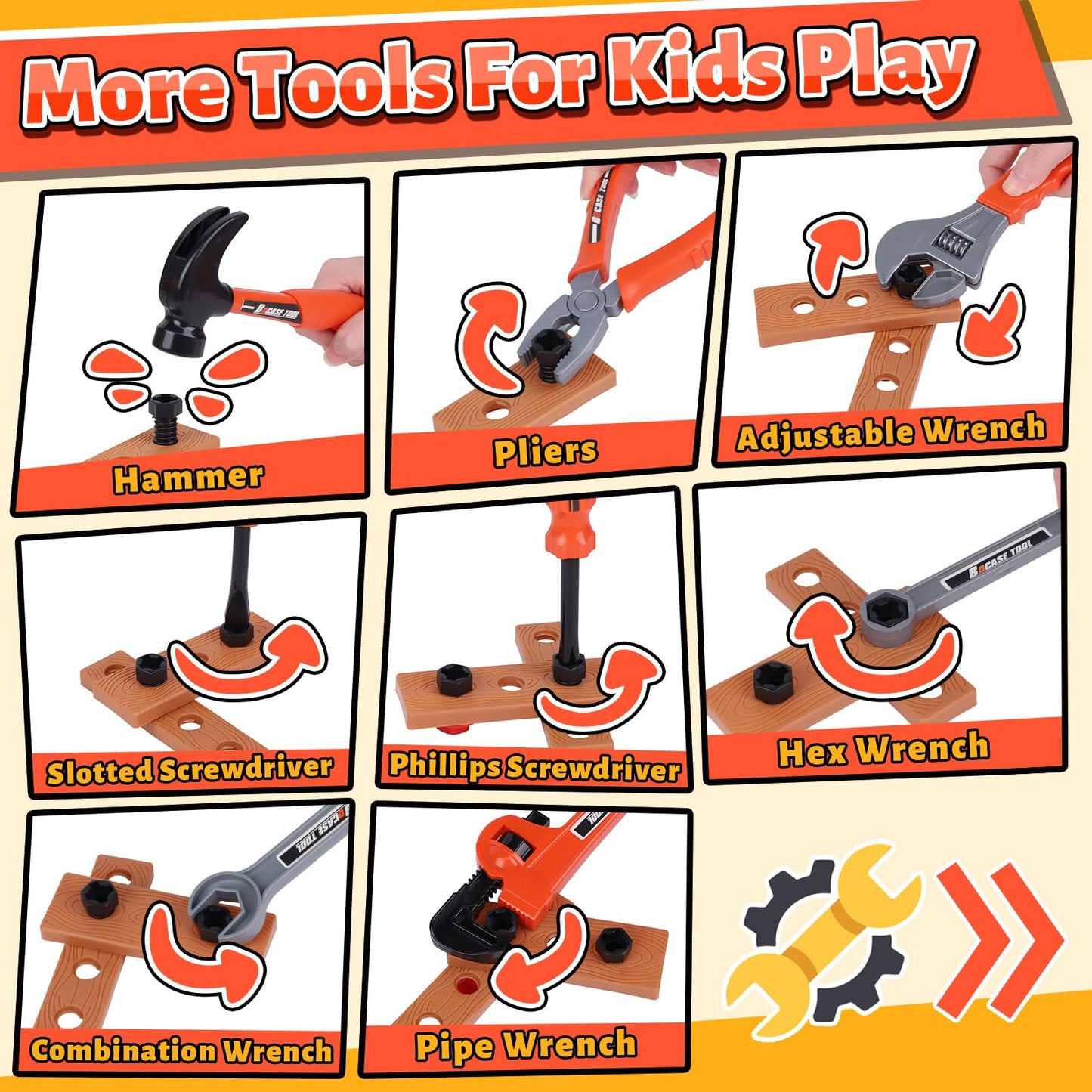 Kids Tool Set,MAGIC4U 26PCS Toddler Tool Set with Tool Bag,8 Tools Equipements,Pretend Play Construction Kits for Kids Age 3-6 Y