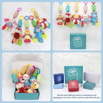 Bloobloomax Baby Car Seat Toys, Infant Soft Plush Rattle, Cute Animal Doll,Early Development Hanging Stroller Toys For Newborn B