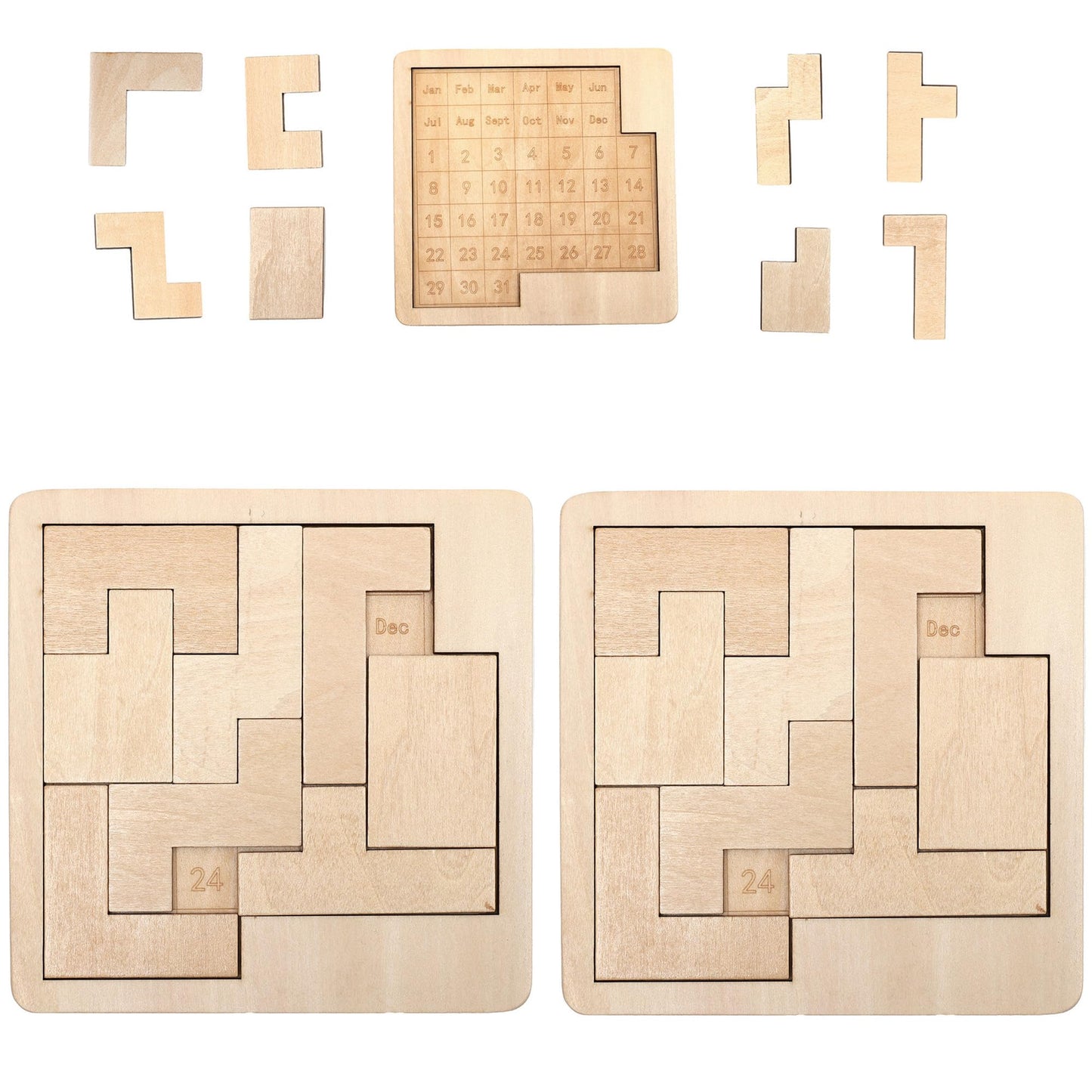 Daily Calendar Puzzle-Wooden Puzzles For Adults-A Puzzle To Challenge 365+ Date,Office Logic Puzzle (2 Pack)