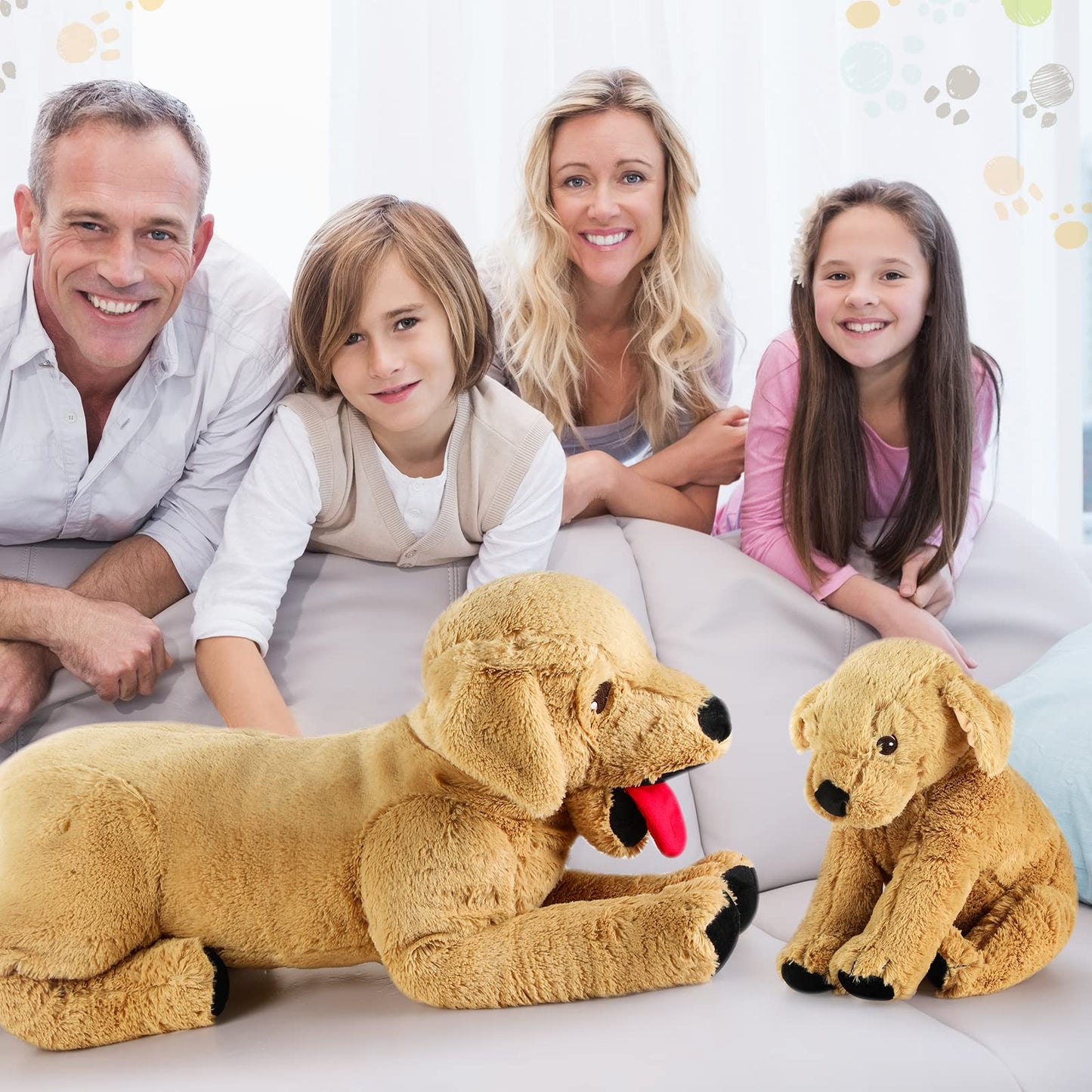 Civaner 2 Pcs Dog Stuffed Animals Plush Soft Cuddly Golden Retriever Plush Toys Large Stuffed Animals Puppy Dog Toy For Birthday Party, 27.6 Inch And 13.8 Inch