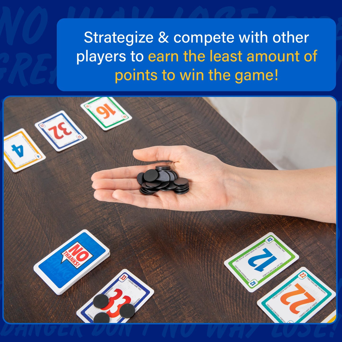 AMIGO No Thanks Card Game - Fast-Paced Family Fun for 3-7 Players, Ages 8+, Cardboard, Model 21527
