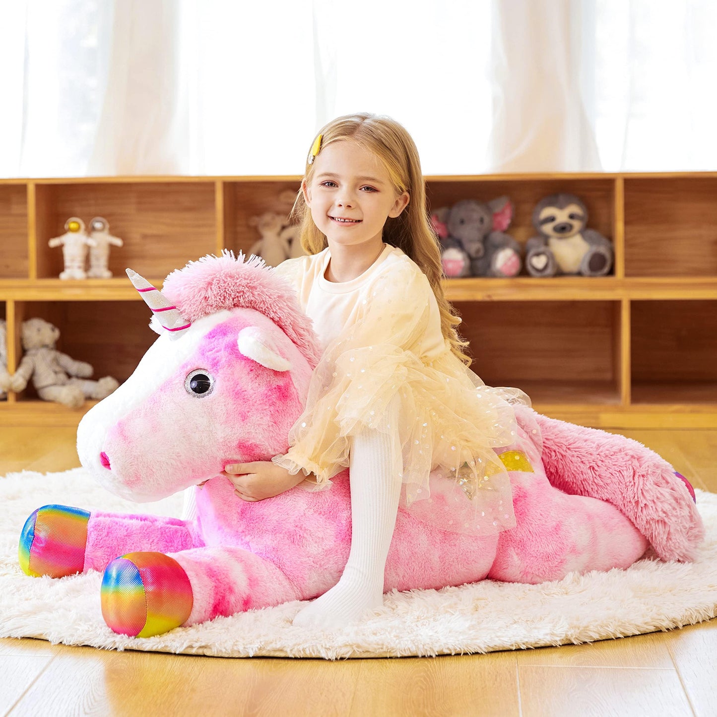 Earthsound Giant Unicorn Stuffed Animal Plush Toy,43'' Large Jumbo Cute Soft Toys,Big Size Huge Fluffy Plushy Oversized Fat Plus