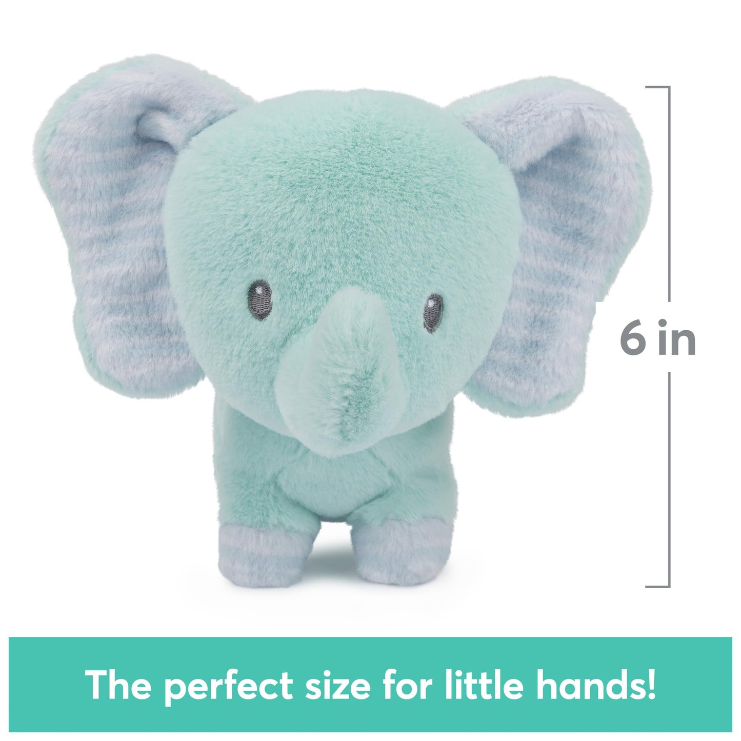Gund Baby Safari Friends Collection Plush Elephant With Chime, Sensory Toy Stuffed Animal For Babies And Newborns, Teal, 7''