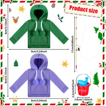 Meooeck 6 Pieces Christmas Elf Accessories Set Including 2 Holiday Elf Doll Clothes Outfit, And 4 Elf Doll Novelty Elf Accessori