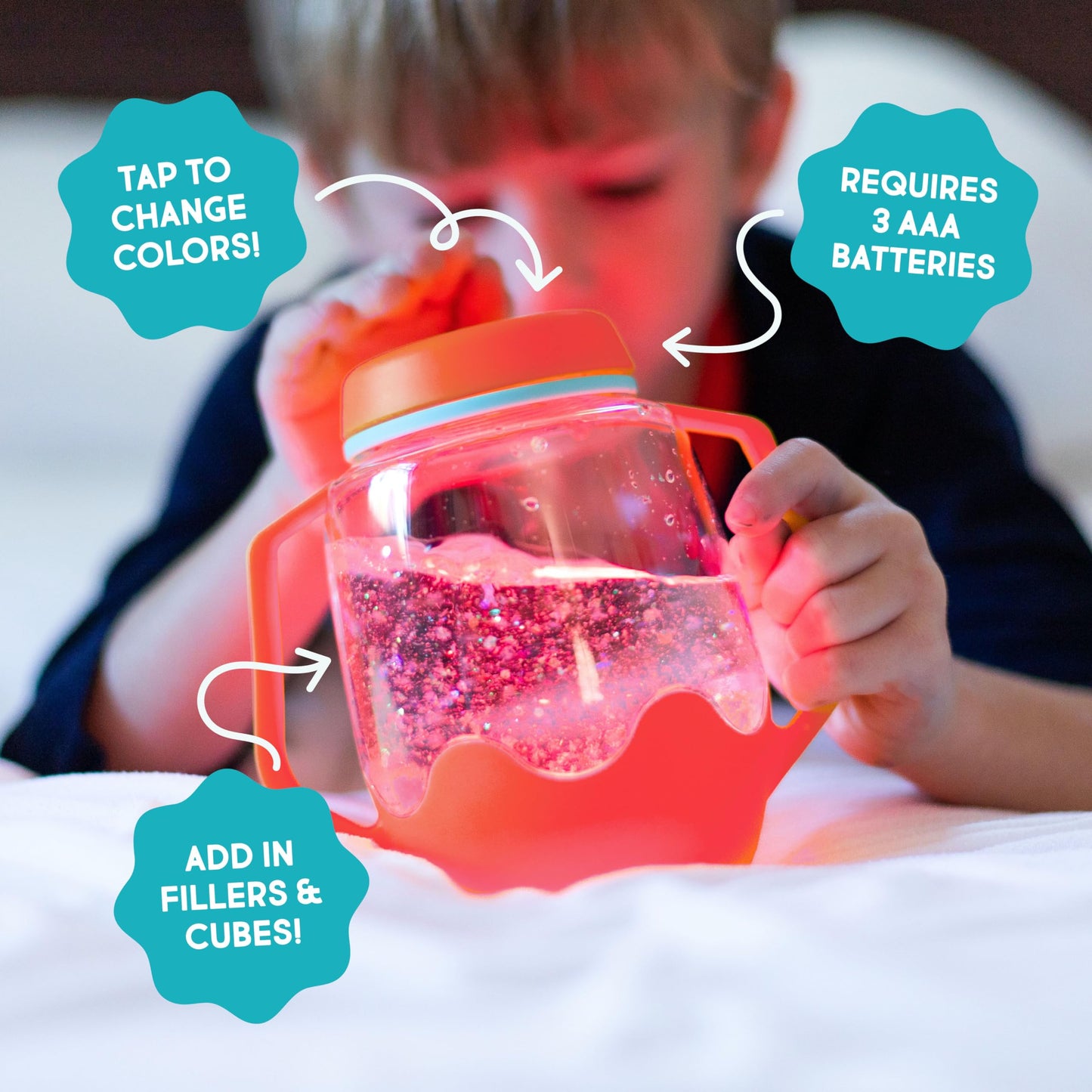 Glo Pals Sensory Play Pack Bundle With Sensory Play Jar, Green Pippa Light-Up Cubes, & Fun Fillers (Barnyard Blast)
