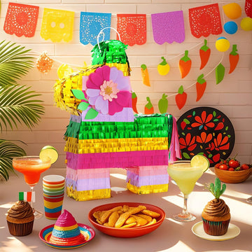 WERNNSAI Hawaiian Donkey Piata - Rainbow Donkey Pinata for Summer Party Supply Cinco De Mayo Luau Carnivals Favor Mexican Fiesta
