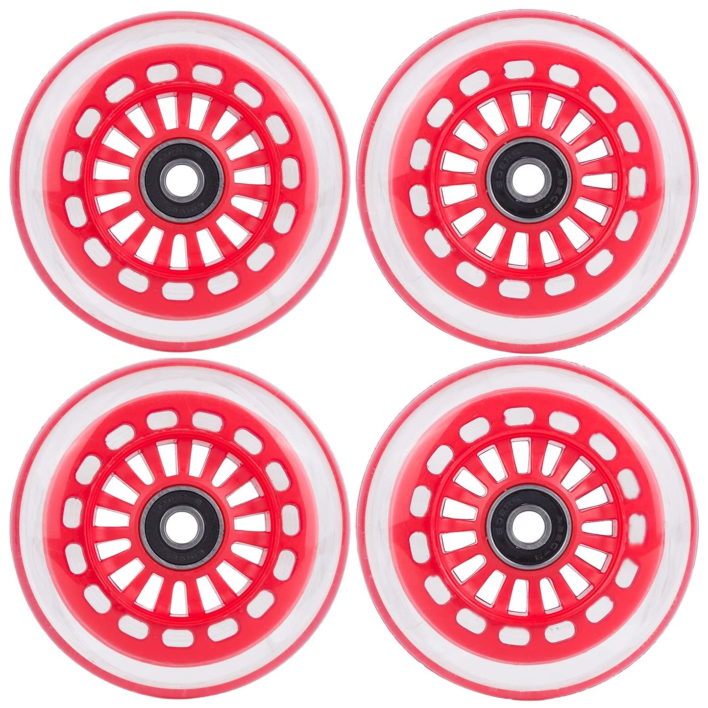 Aowish Ride On Swing Twist Wiggle Car Polyurethane Replacement Wheels W/Bearings Abec-9 (2 Front Wheels With Convex Hub, 2 Rear Wheels With Concave Hub) (Red)