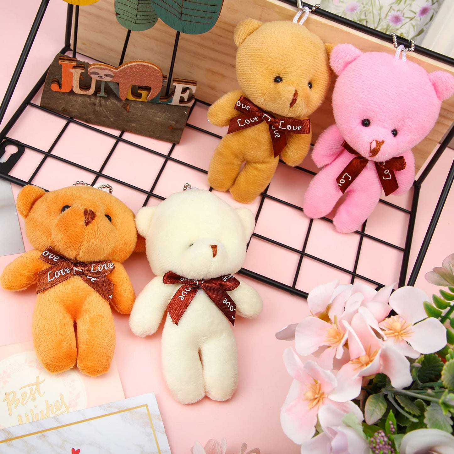 Sumind 20 Pcs 4.7 Inch Mini Bear Toy Tiny Bears Doll Bulk Multicolor Soft Plush Stuffed Animals For Keychain Diy Craft Thanksgiv