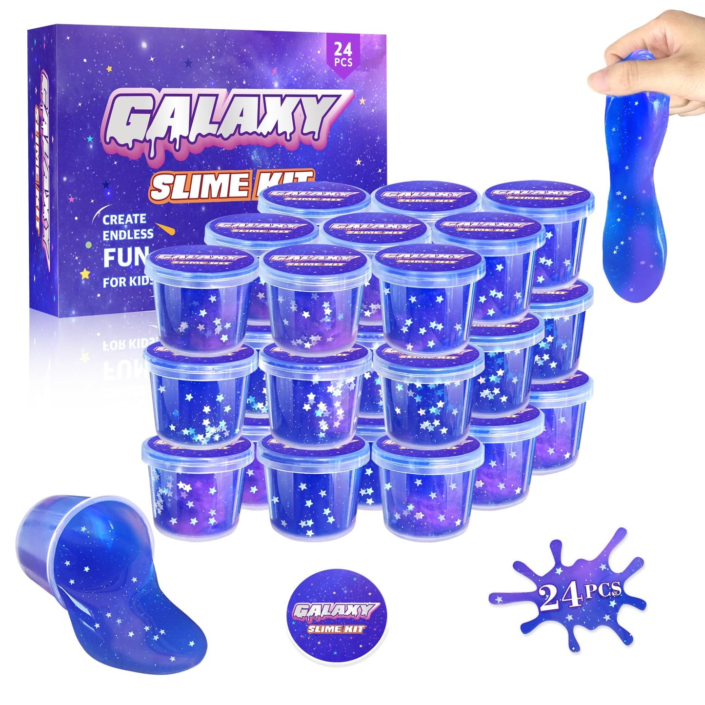 24 Pack Galaxy Slime Party Favors For Kids Blue Purple Clear Glitter Slime Kit Christmas Birthday Goodie Bag Stuffer Classroom R
