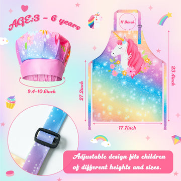 R HORSE Kid Apron and Chef Hat Set - 2Pcs Adjustable Magic Horse Children Kitchen Apron Dress up Role Play Chef Toy Kid Funny Co