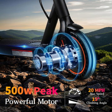 Electric Scooter For Adults, 8.5 '' Solid Tires, 17-20 Mph, 350W Motor, Max 20 Miles Long Range, Folding E-Scooter With Dual Bra