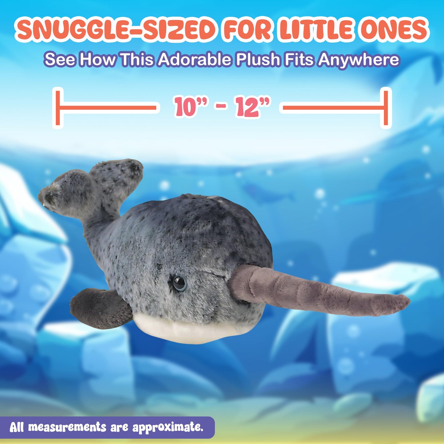 Forest & Twelfth 12'' Stuffed Narwhal Plush, Heirloom Collection Stuffed Animal, Premium Materials, Best Gift For Kids Age 3+, N
