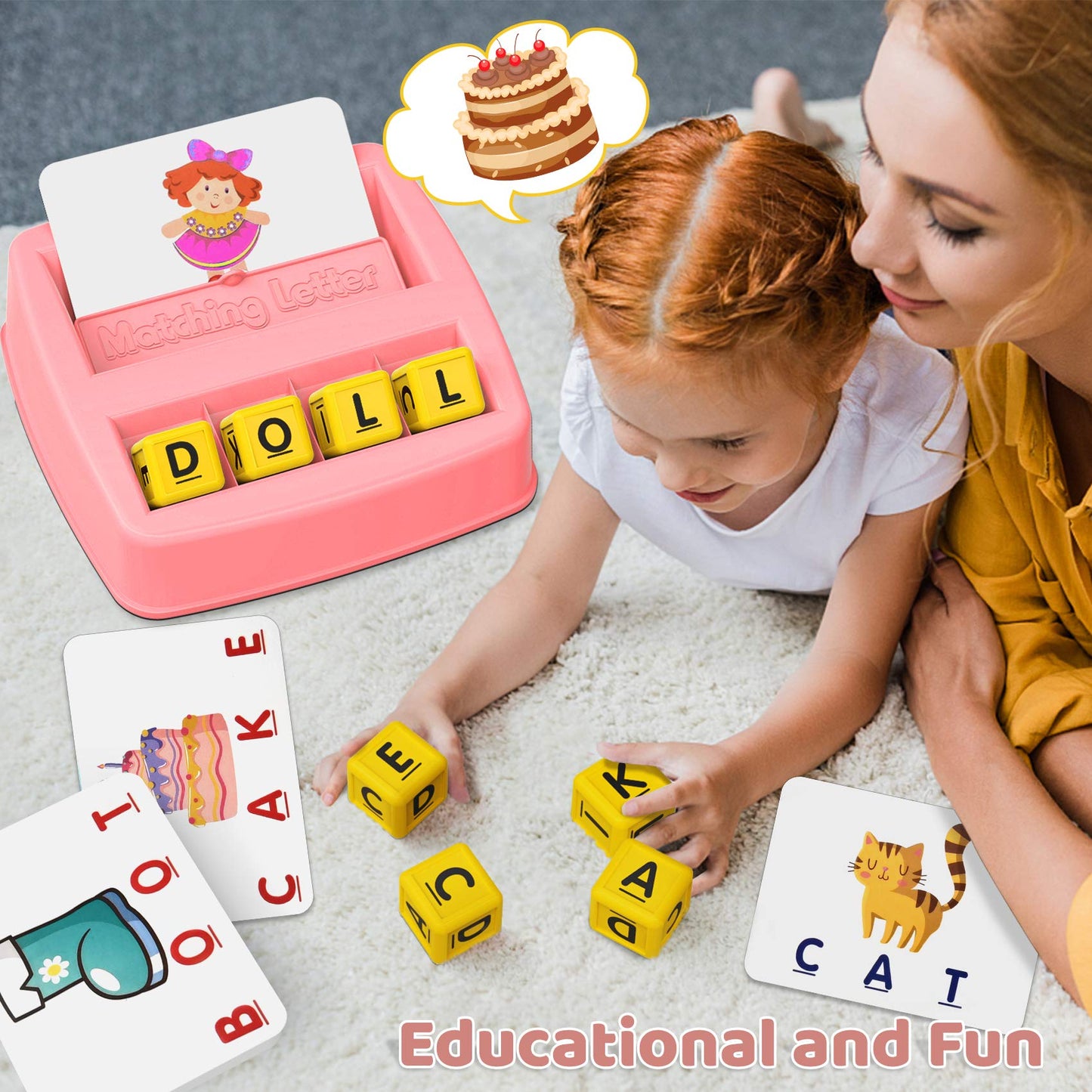Hahagift Educational Toys For 2-5 Year Old Girl Gifts, Matching Letter Learning Games Activities, Christmas Birthday Gift For Toddler Kids Age 2 3 4 5 Year Olds Girls