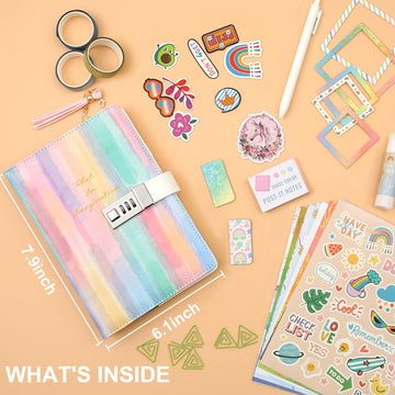 CAGIE DIY Journal Set for Girls Age 8-12, Gifts for 9-11 Year Olds, Diary with Lock, Personalize and Decorate Scrapbooks Kit