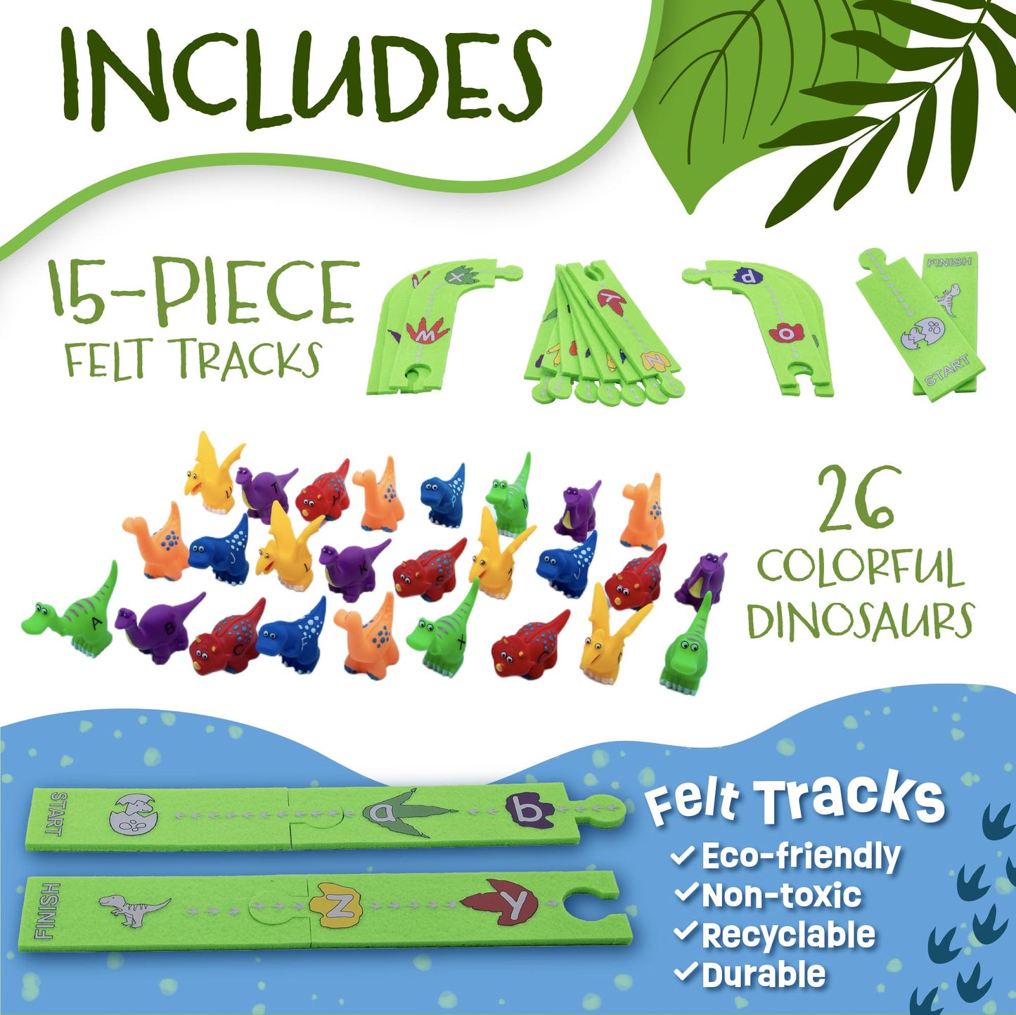 Skoolzy Dinosaur Alphabet Puzzle Track - 41 Dinosaur Toys For Kids 2-4 - Alphabet Learning Toys And Alphabet Toys For Ages 2-4 - Fun Educational Dinosaur Alphabet Game