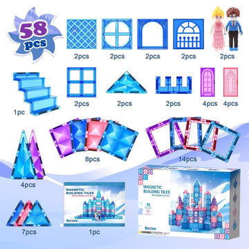 Soyee Diamond Magnetic Building Blocks - Frozen Princess Toys, 2.75" Size, Blue/Pink/Purple, Ideal for 3-8 Year Old Kids, Model SY-58