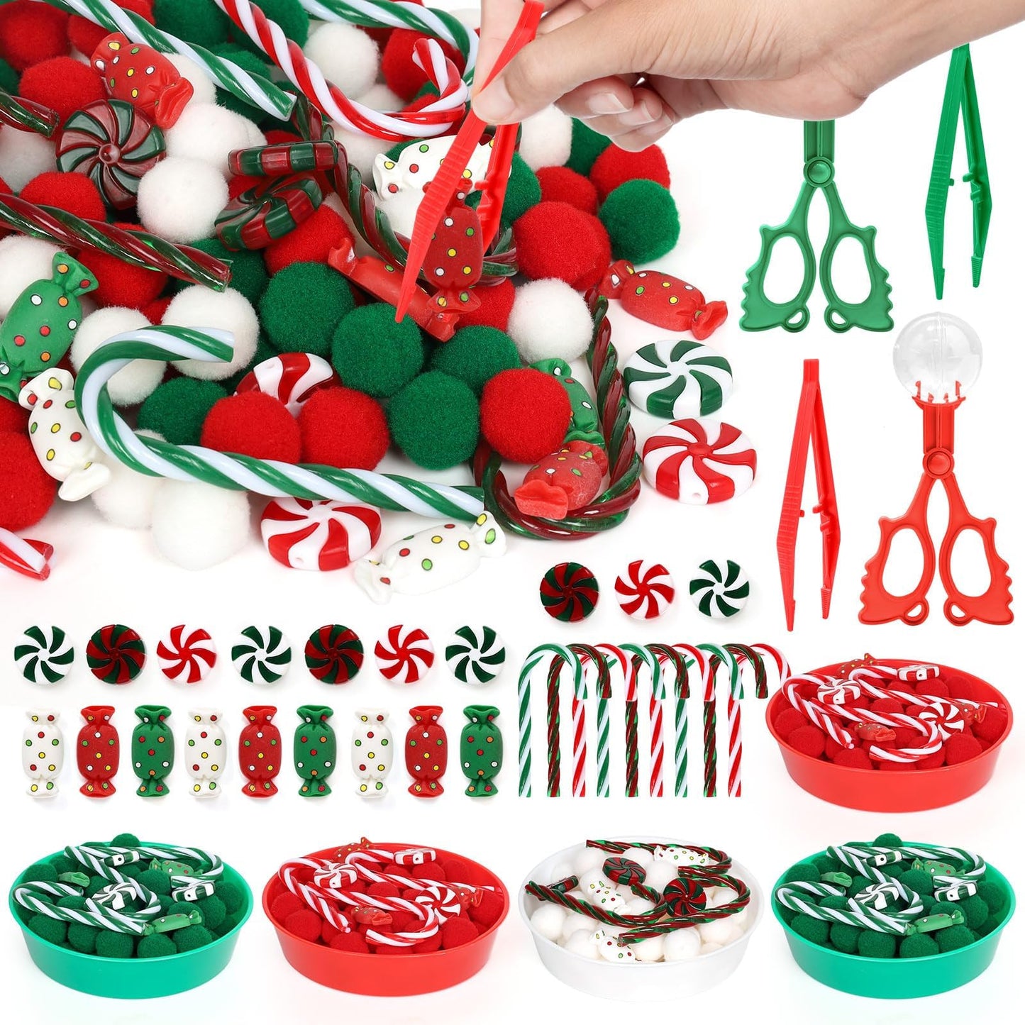 Oaxntgw Christmas Sensory Bin Items Counting Sorting (Candy Cane)