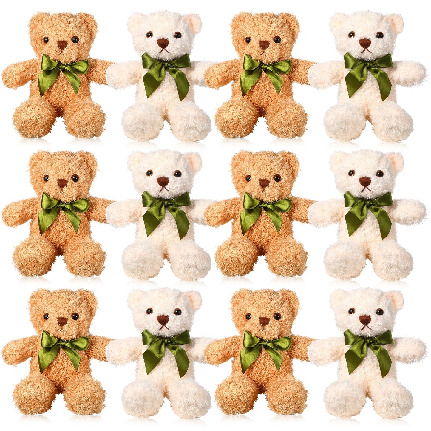 Hydren 12 Pack Bear Stuffed Animals Bulk 10 Inch Plush Bear Toy Small Stuffed Bears With Bow Tie For Baby Shower Centerpieces We