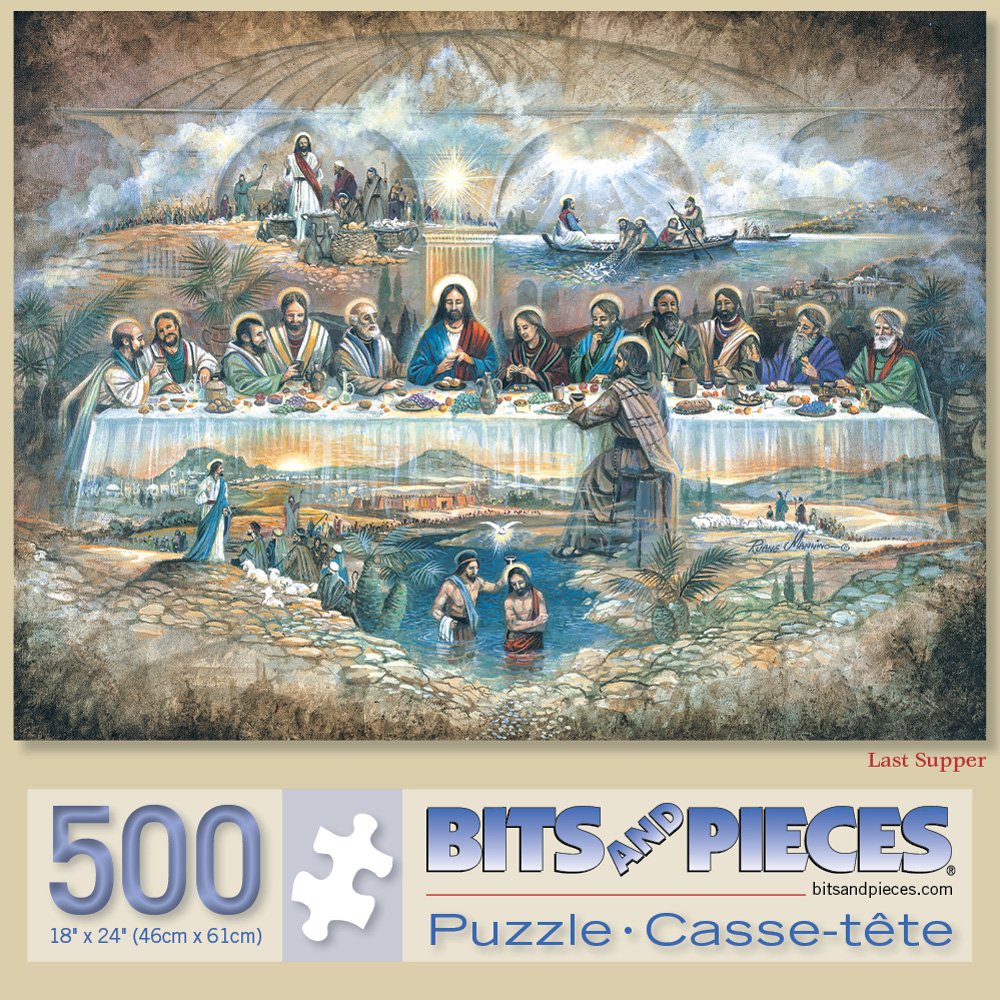 Bits And Pieces – Value Set Of Three 500 Piece Jigsaw Puzzles For Adults – Noah'S Ark, Last Supper, In The Manger - Religious Scenes Jigsaw Puzzles By Artist Ruane Manning
