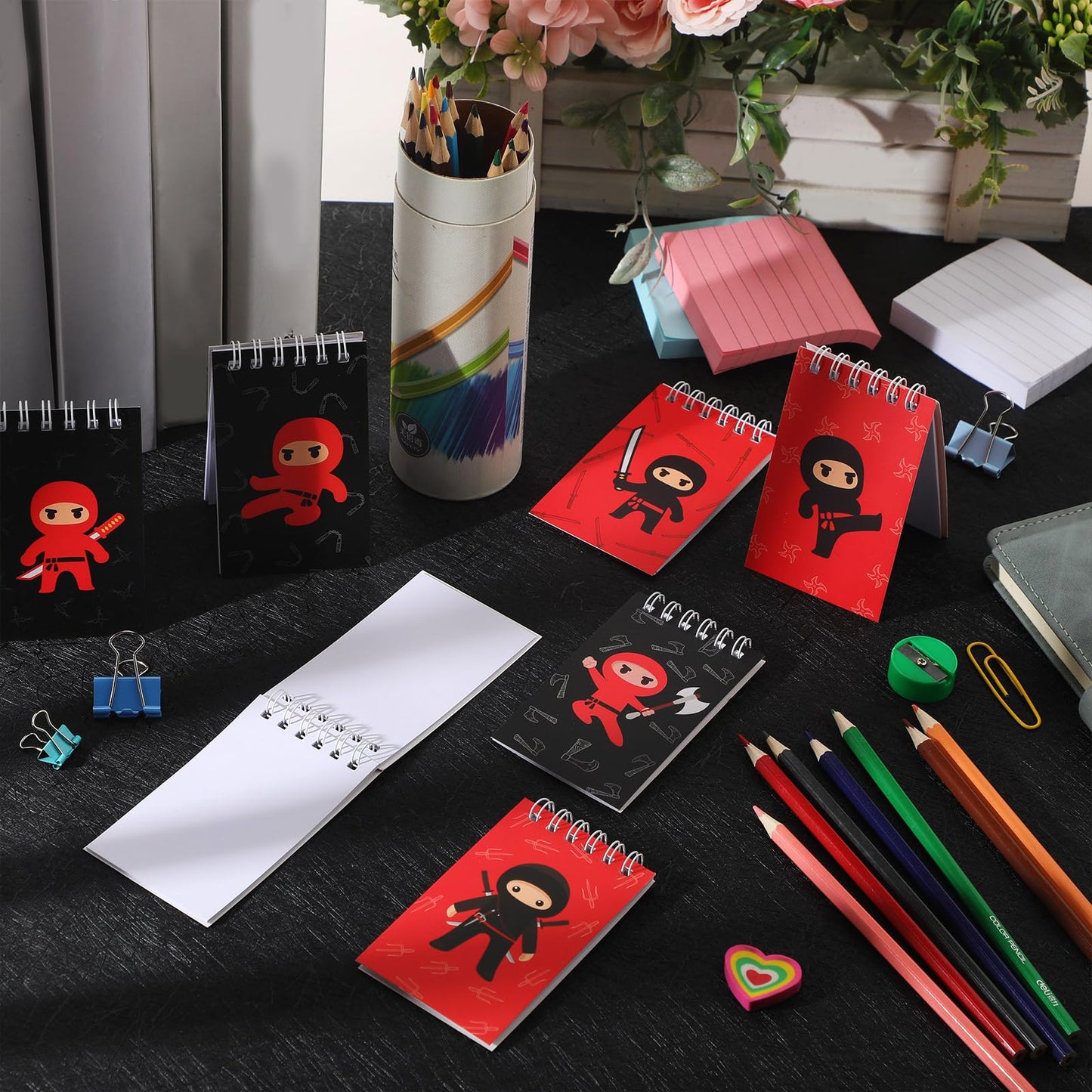 Zhanmai 48 Pcs Ninja Theme Secret Notebooks Spiral Notebooks Ninja Mini Notepads for Students, Detective Spy Theme Parties, Secr