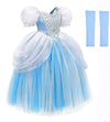 Cinderella Costume For Girls Blue Princess Dress For Girl Toddler Halloween Party Cosplay Costume Toddler Puffy Sleeve