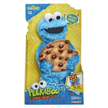 Sesame Street Peekaboo Cookie Monster Talking 13-Inch Plush Toy For Toddlers, Kids 18 Months & Up, Blue