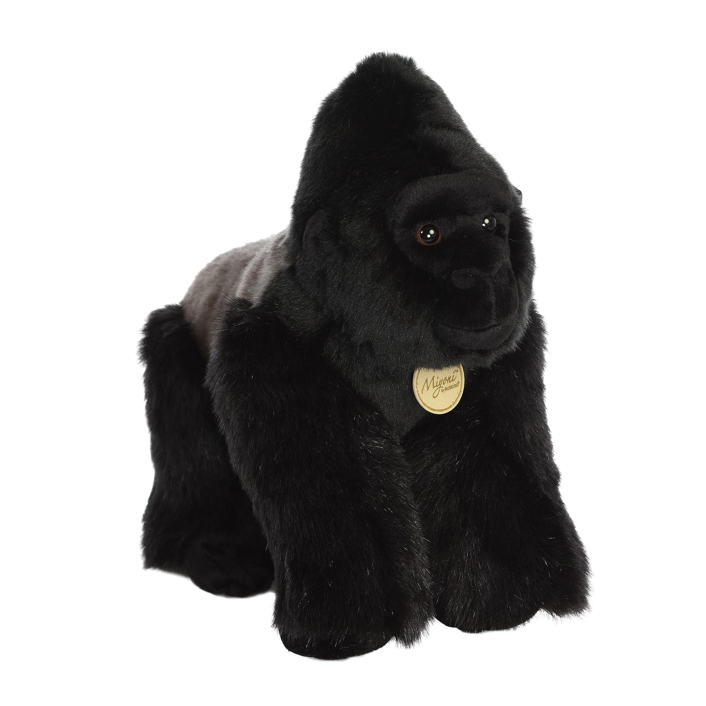 Aurora Realistic Miyoni Silverback Gorilla Stuffed Animal - Lifelike Detail - Cherished Companionship - Black 13 Inches